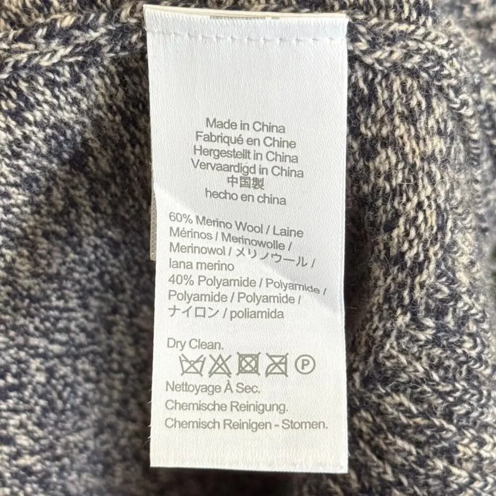 J. Crew Blue Marled Rugged Merino Wool Blend Shawl Collar Sweater Medium